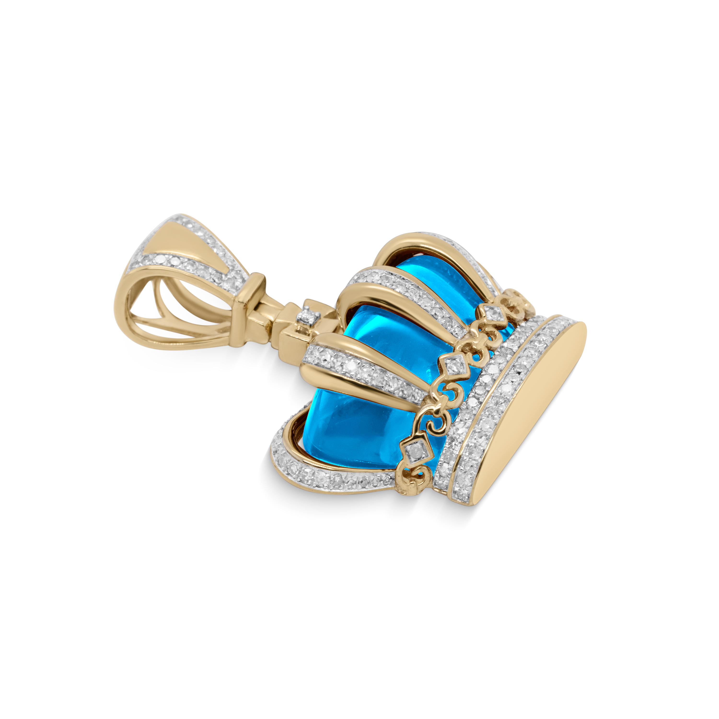 Diamond Crown with Blue Stone Pendant 0.65 ct. 10K Yellow Gold